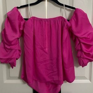 Off shoulder pink silk top